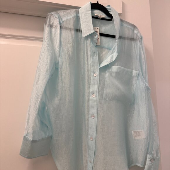Light Blue Sheer Button Down - Picture 2 of 4